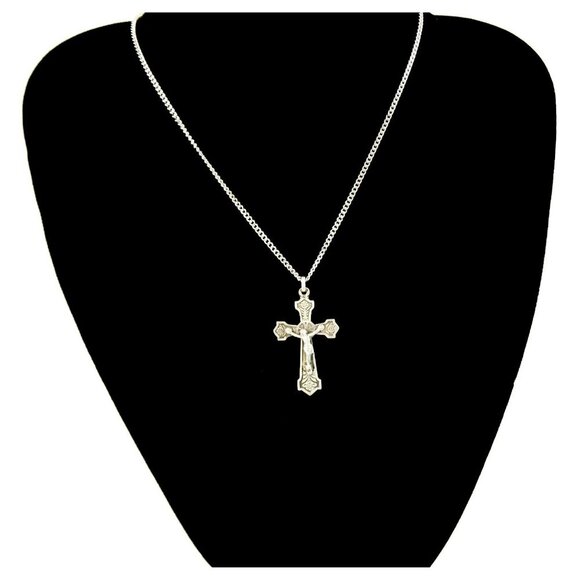 Rose Crucifix Cross Pendant on Chain Necklace - Picture 6 of 8